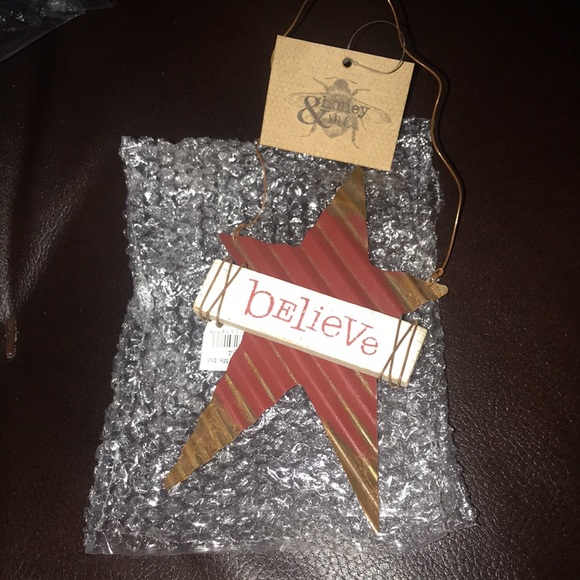 Honey and Me- 'Believe' Star Ornament- rustic vintage inspired metal star decor - Picture 2 of 4